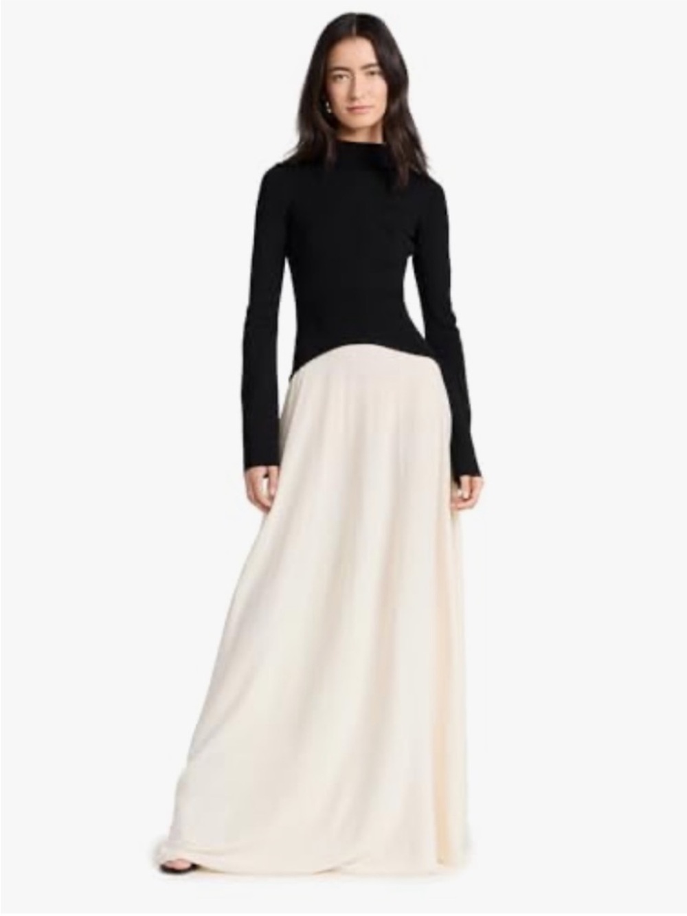 SOLID & STRIPED Two-Tone Black Top with Cream Maxi dress